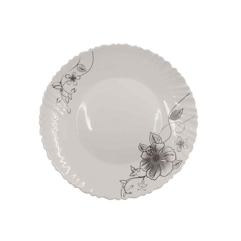 Sundabests 6 PCS 10.5 INCHES GLASS PLATE NOODLE BOWL(130017861,311005974)   Kitchen  Dining room appliances White jade glass plate  White as picture