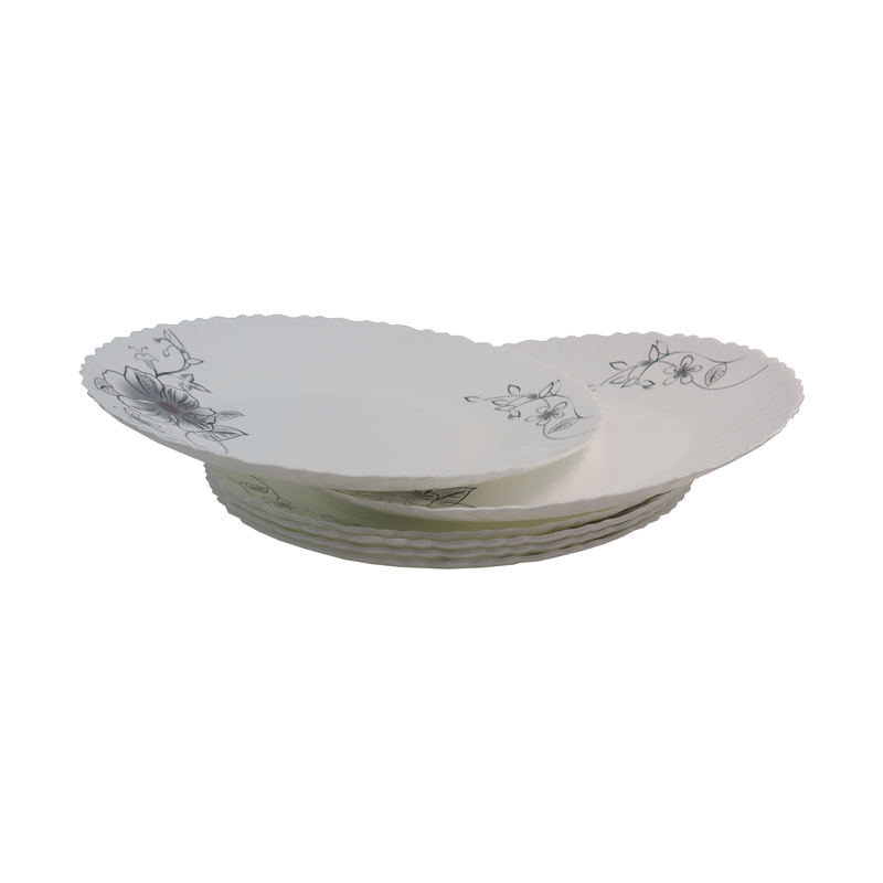 Sundabests 6 PCS 10.5 INCHES GLASS PLATE NOODLE BOWL(130017861,311005974)   Kitchen  Dining room appliances White jade glass plate  White as picture