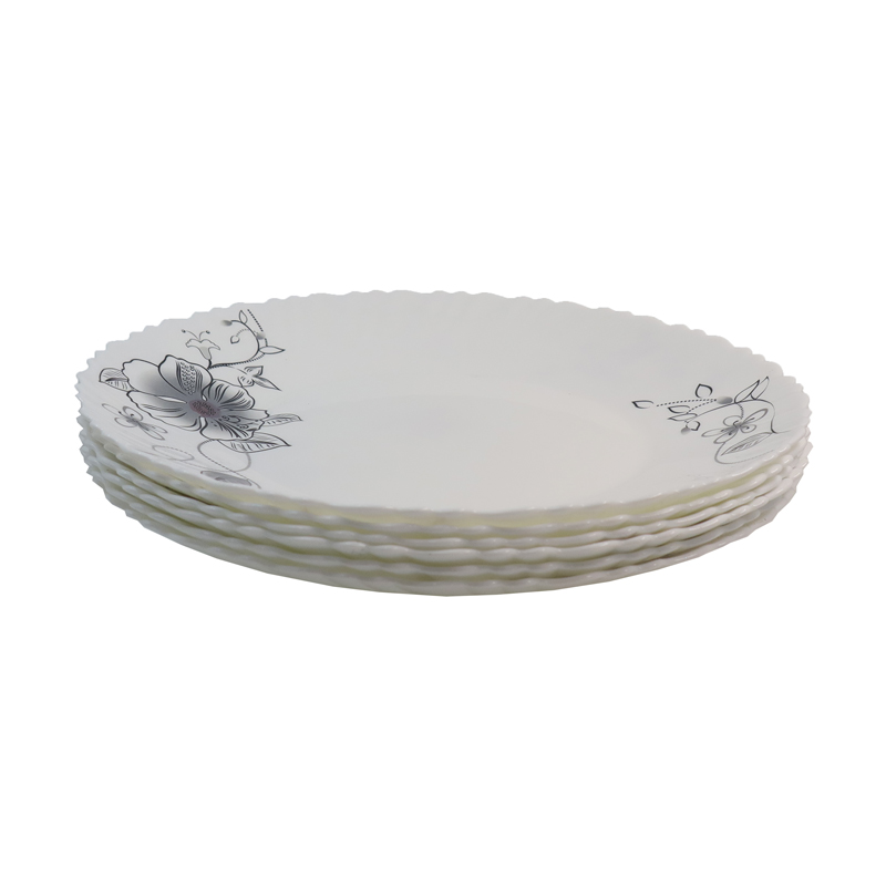 Sundabests 6 PCS 10.5 INCHES GLASS PLATE NOODLE BOWL(130017861,311005974)   Kitchen  Dining room appliances White jade glass plate  White as picture