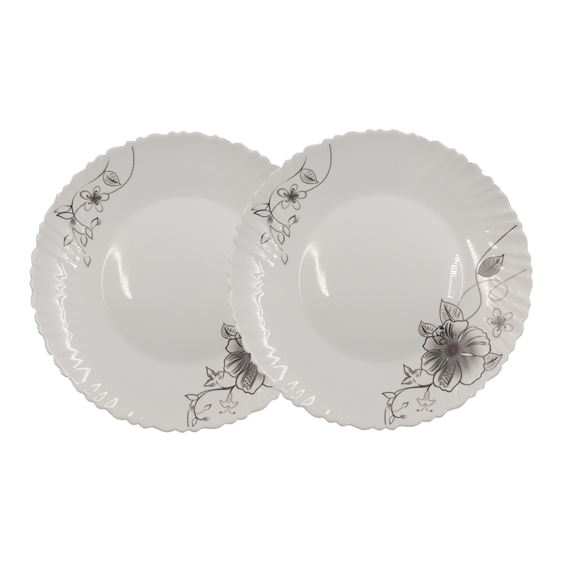 Sundabests 6 PCS 10.5 INCHES GLASS PLATE NOODLE BOWL(130017861,311005974)   Kitchen  Dining room appliances White jade glass plate  White as picture
