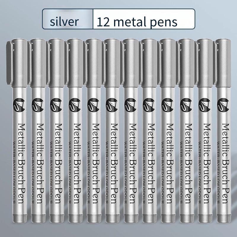 12PCS Metallic Gel Pens Set - Gold, Silver & Copper Ink Pens for Wedding Guest Book, Signatures, DIY Scrapbooking, Card Making & Art Journaling