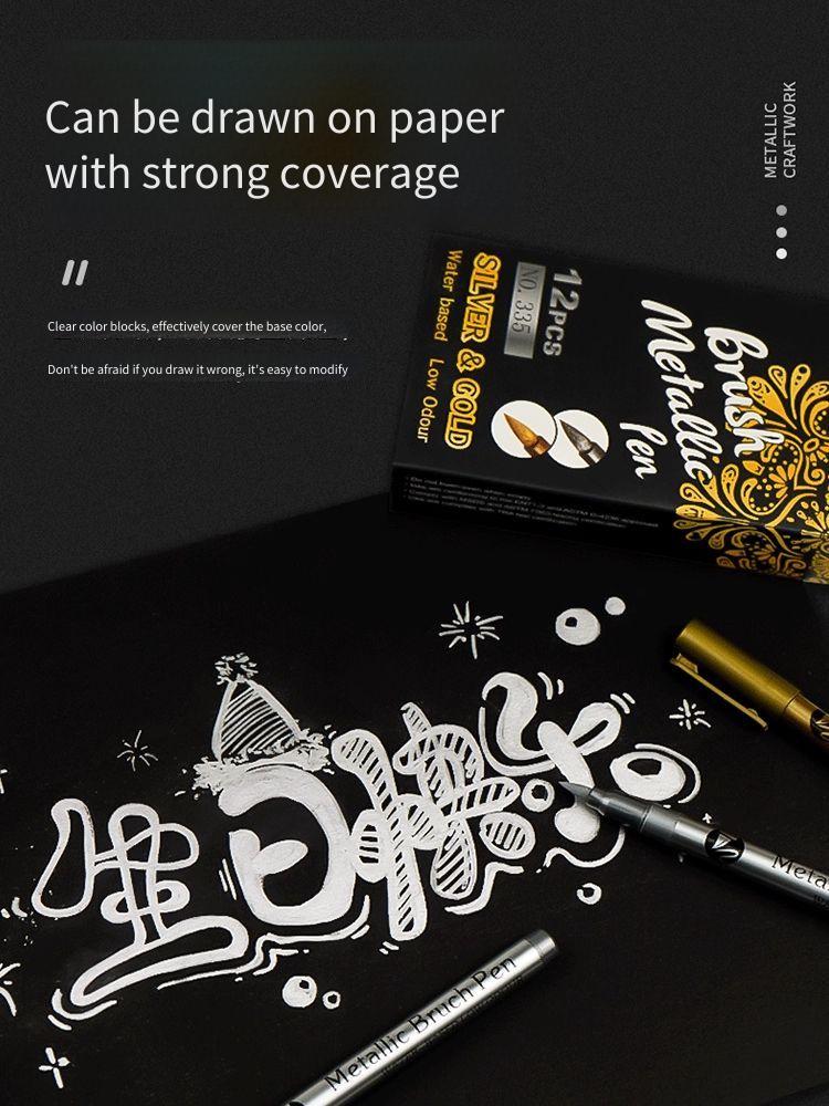 12PCS Metallic Gel Pens Set - Gold, Silver & Copper Ink Pens for Wedding Guest Book, Signatures, DIY Scrapbooking, Card Making & Art Journaling