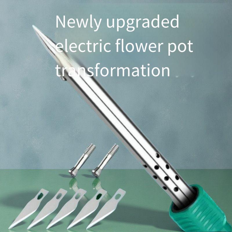 Multifunctional Electric Heating Knife & Soldering Iron Kit - Garden Tool for Flower Pot Drilling, Plastic Cutting, Solder Repair & DIY Crafts