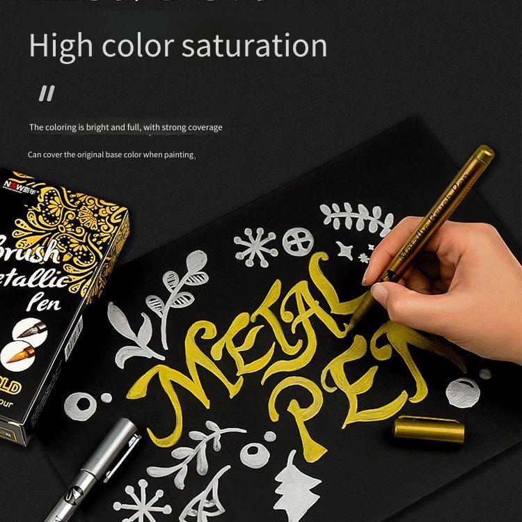 12PCS Metallic Gel Pens Set - Gold, Silver & Copper Ink Pens for Wedding Guest Book, Signatures, DIY Scrapbooking, Card Making & Art Journaling