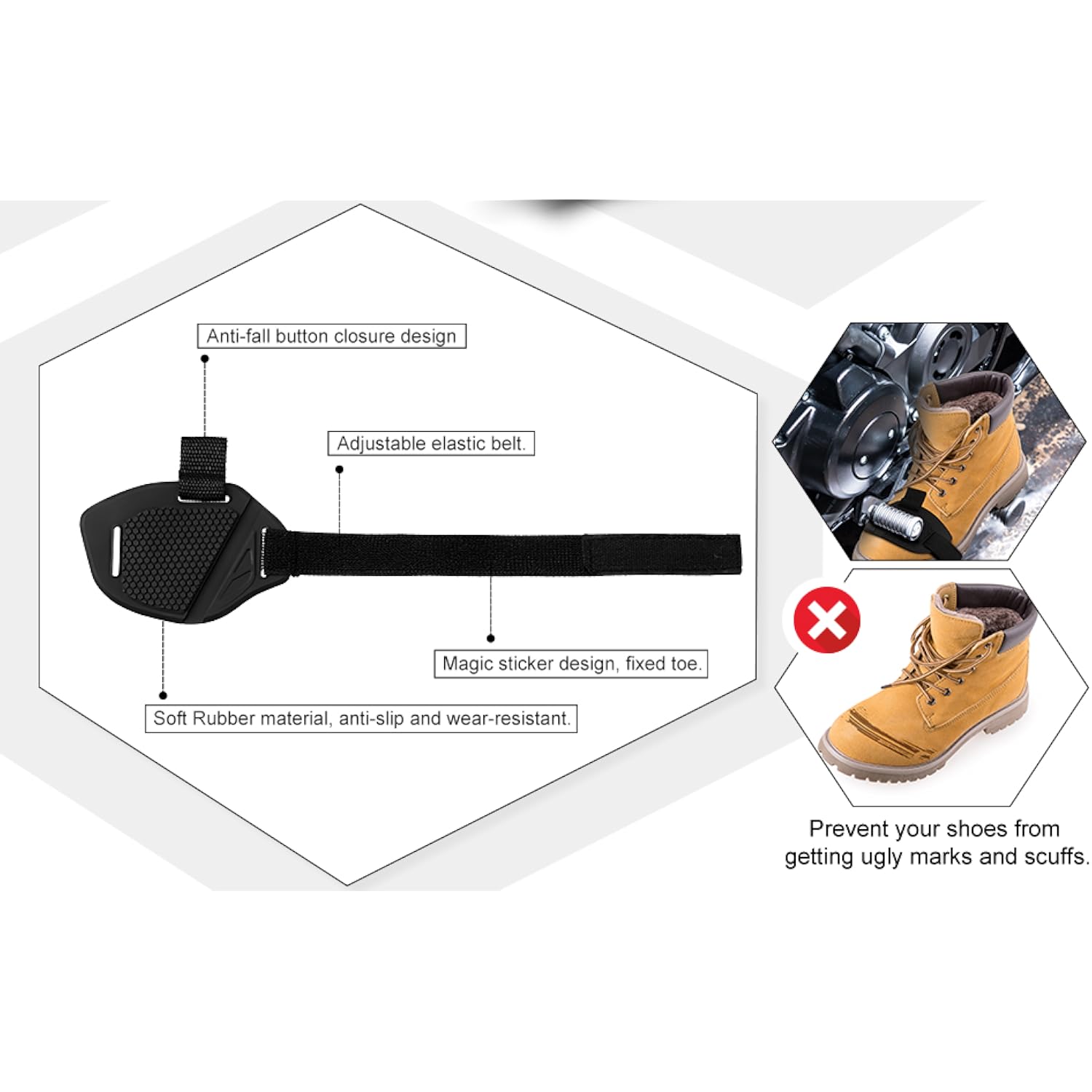 Motorcycle Shoe Protector, Rubber Shifter Boot Cover Pads