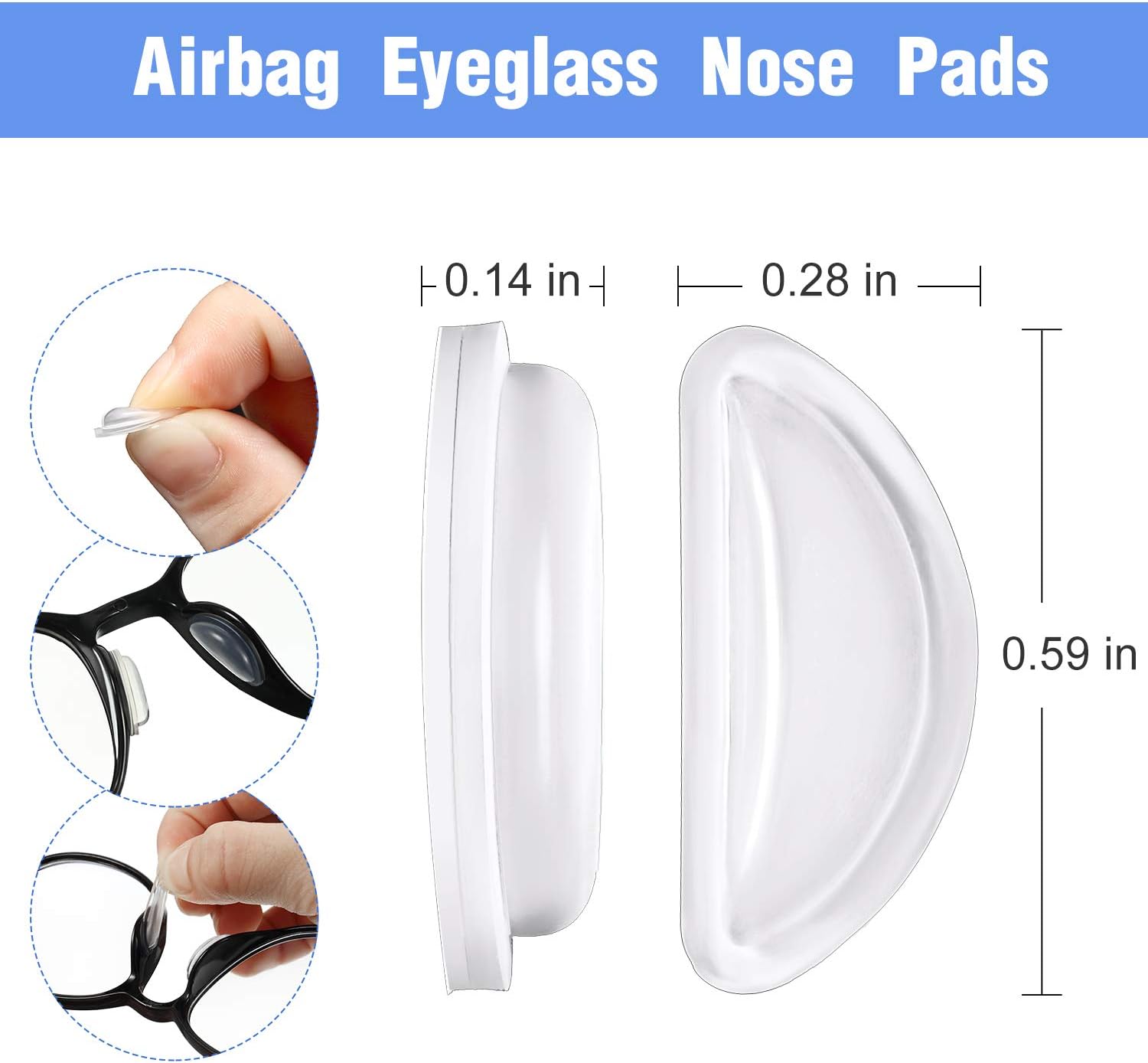 20Pairs Silicone Nose Pads for Eyeglasses Anti-slip 3.5 Mm