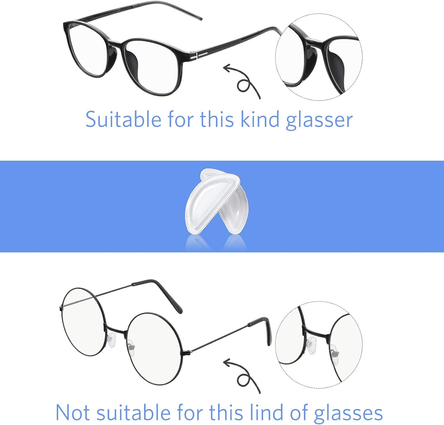 20Pairs Silicone Nose Pads for Eyeglasses Anti-slip 3.5 Mm