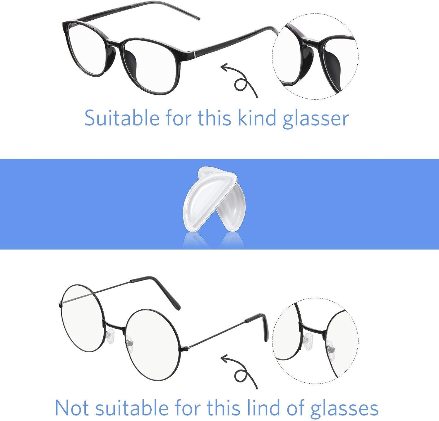 20Pairs Silicone Nose Pads for Eyeglasses Anti-slip 3.5 Mm