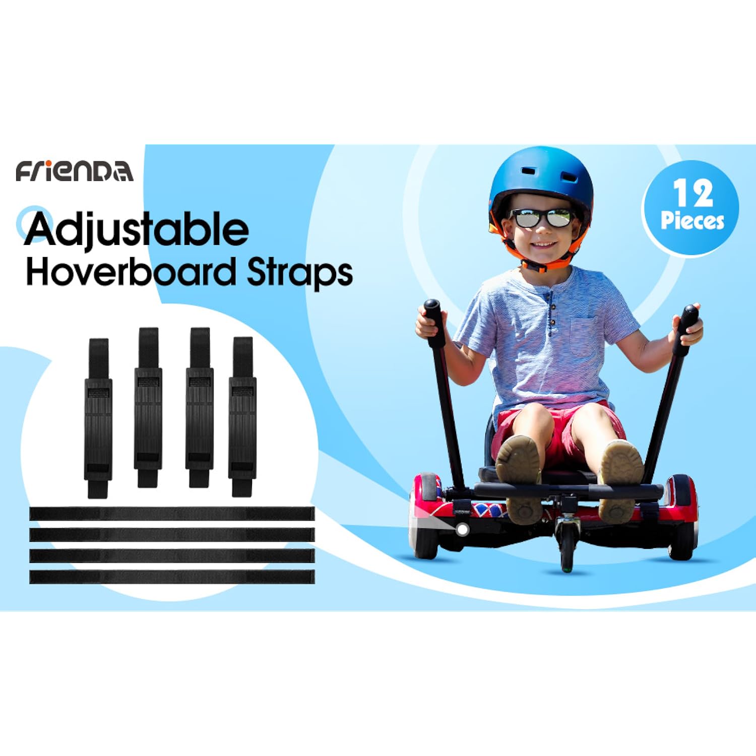 8 Pcs Hoverboard Straps for Go Kart Seat Adjustable