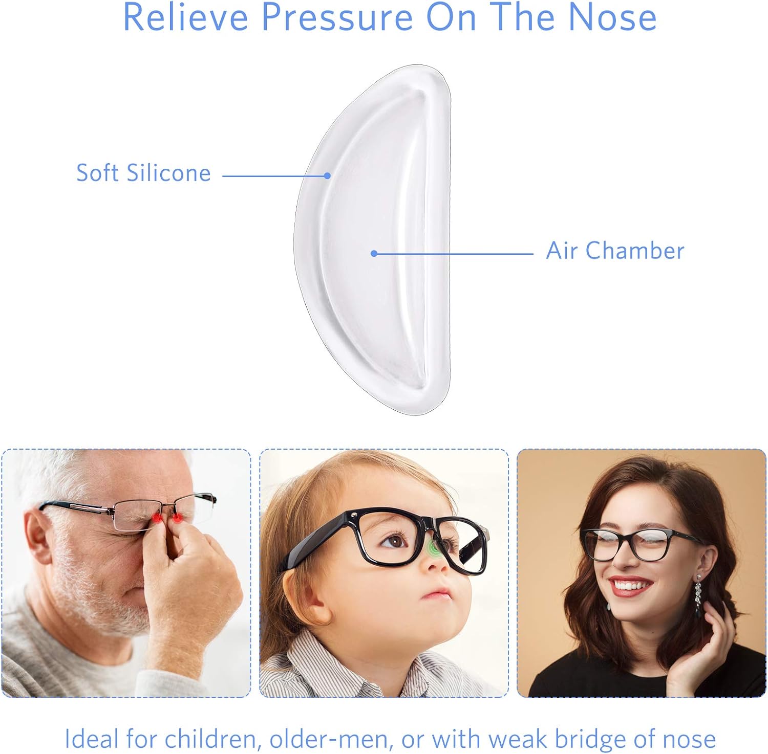 20Pairs Silicone Nose Pads for Eyeglasses Anti-slip 3.5 Mm