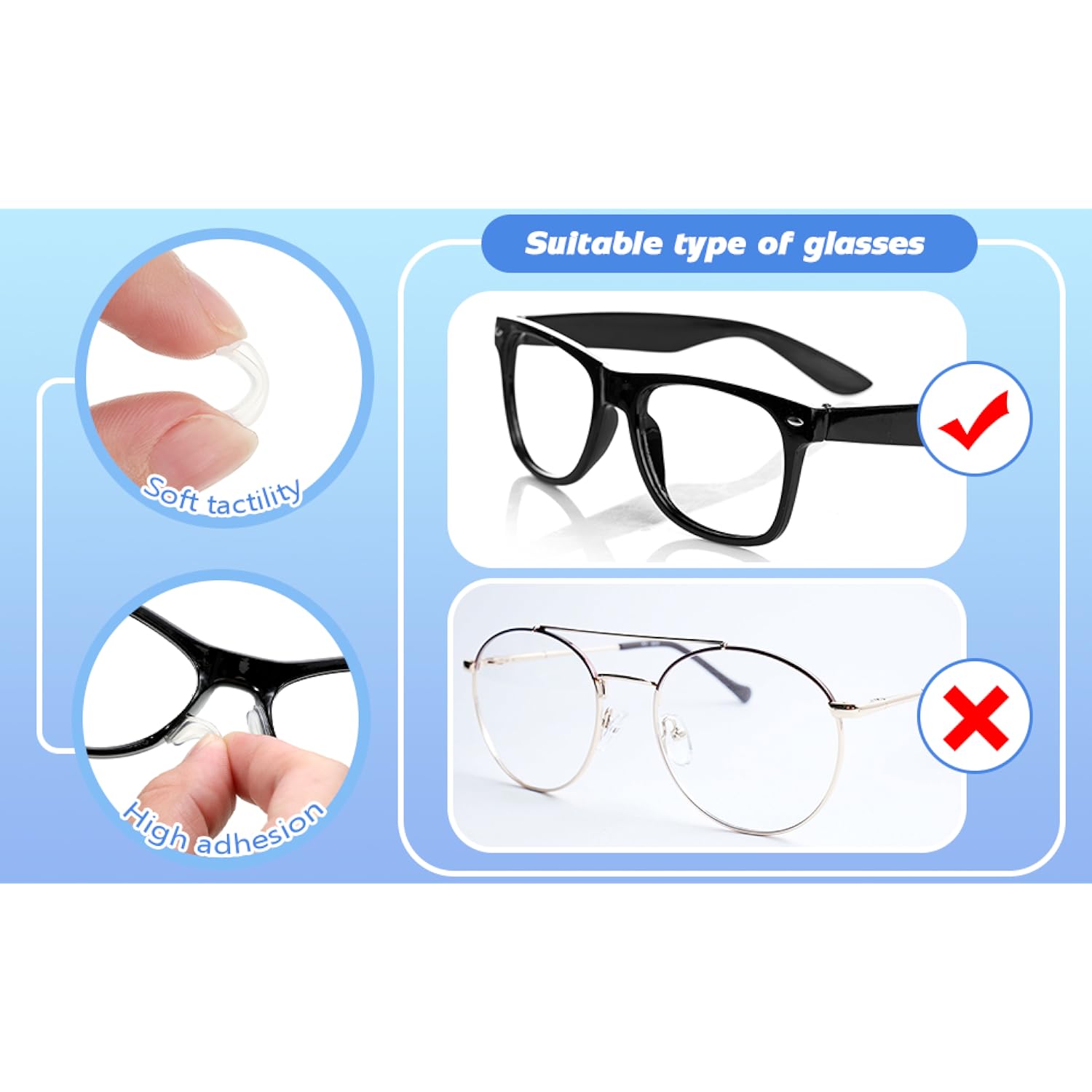 20Pairs Silicone Nose Pads for Eyeglasses Anti-slip 3.5 Mm