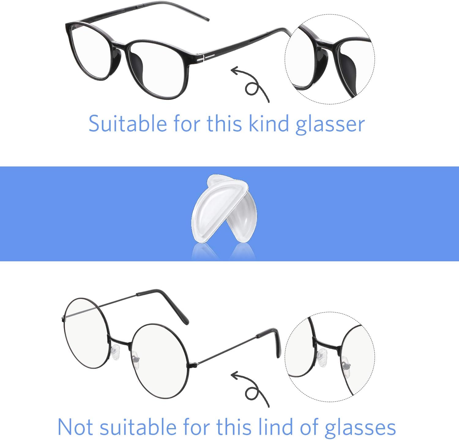 20Pairs Silicone Nose Pads for Eyeglasses Anti-slip 3.5 Mm