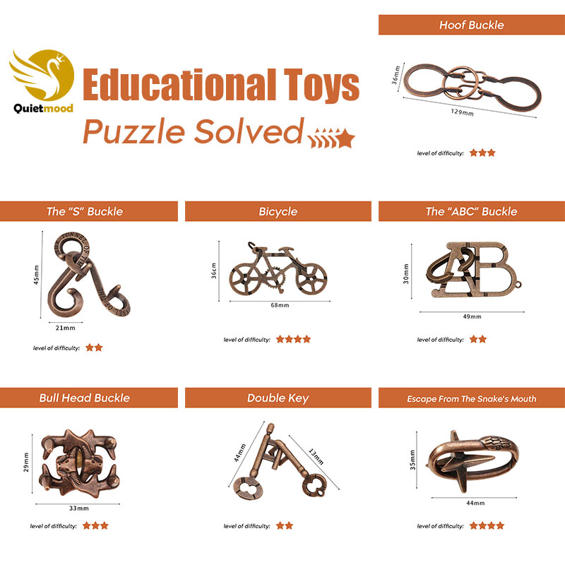 Intelligence Toys Puzzle Puzzles Lu Ban Lock Kongming Lock Children's Gifts Toys Alloy Horseshoe Lock Seemingly Impossible But There Is Actually A Method