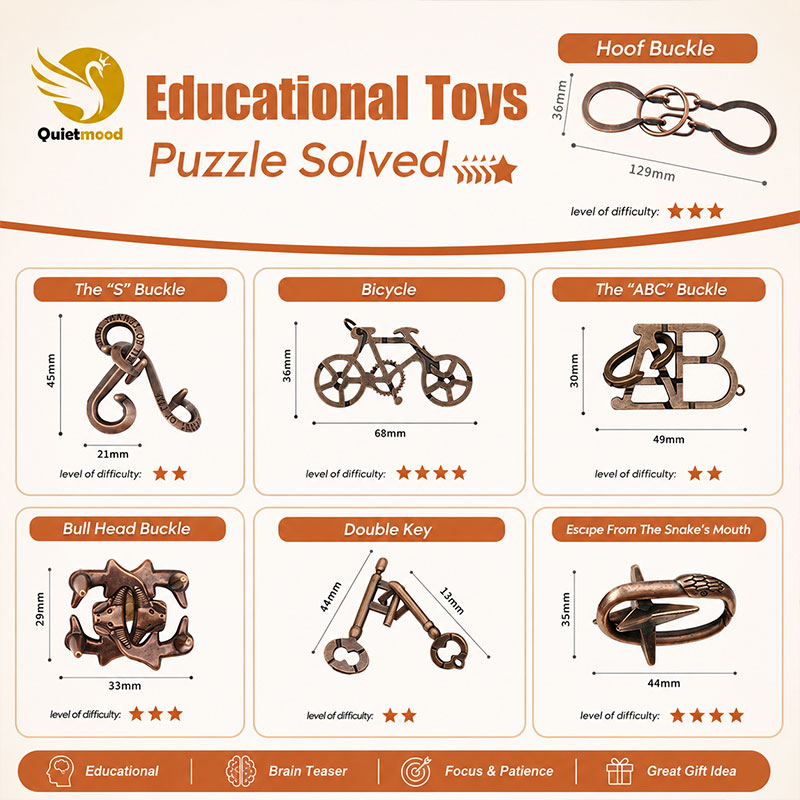 Intelligence Toys Puzzle Puzzles Lu Ban Lock Kongming Lock Children's Gifts Toys Alloy Horseshoe Lock Seemingly Impossible But There Is Actually A Method
