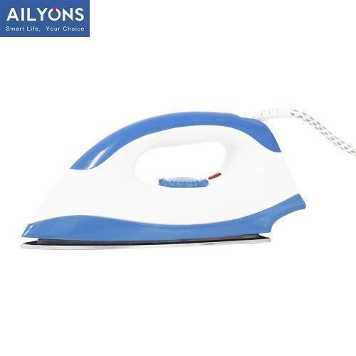 AILYONS HD-198A Electric Dry Iron Box with Non-Stick Aluminum Sole Plate, Temperature Control White and Blue