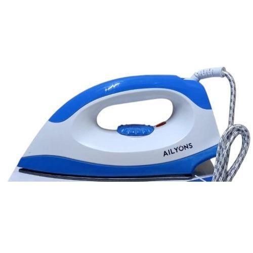 AILYONS HD-198A Electric Dry Iron Box with Non-Stick Aluminum Sole Plate, Temperature Control White and Blue