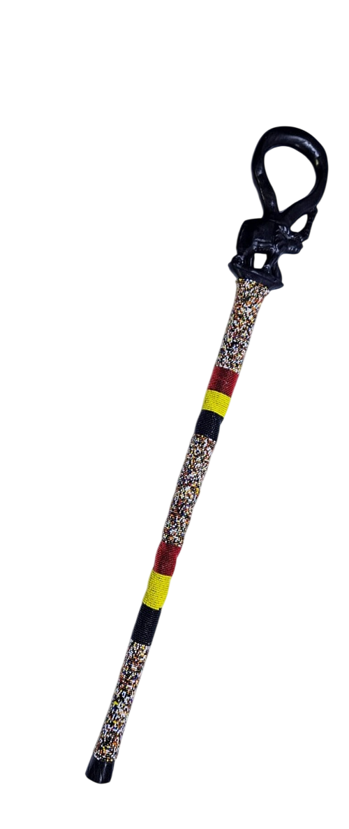 A black trunk up maasai Ugandan colors beaded mahogany walking stick best gift to offer and durable.