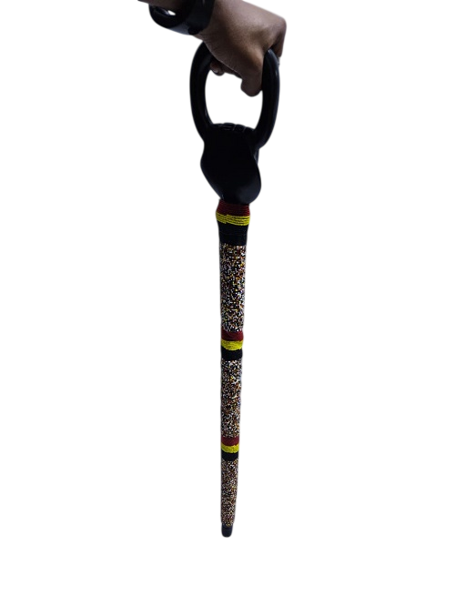 A round palm like Ugandan colored beaded mahogany walking stick best gift to offer and durable.