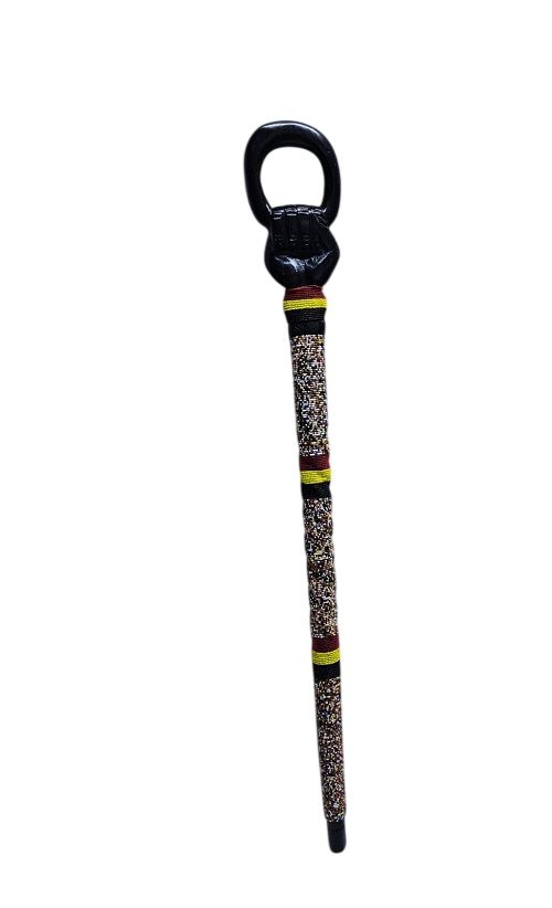 A round palm like Ugandan colored beaded mahogany walking stick best gift to offer and durable.