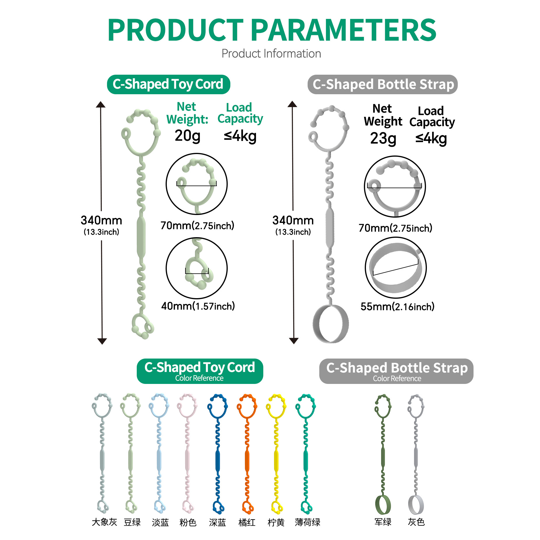 Baby Pacifier Clip Food Grade Silicone Teether Holder Toy Strap BPA Free CPC Certified Anti-Drop Adjustable Length Multi-Purpose Universal Fit for Stroller Crib Car Seat High Chair Travel Home Outdoor