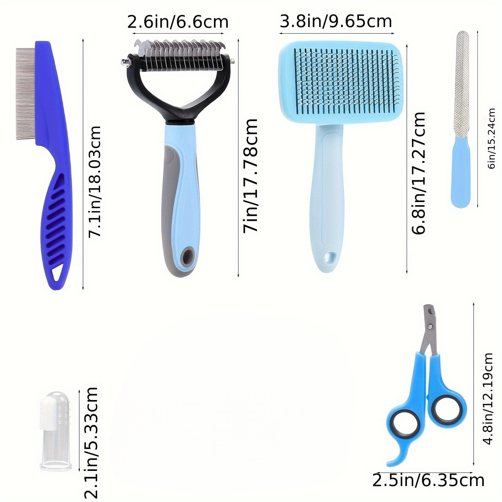 8pcs Cat And Dog Brush Grooming Set Pet Cleaning Set Pet Nail Clippers & FilesPet Shampoo Brushes Hair Removal Brushes Toothbrush Pet Shampoo Brushes Hair Removal Brushes
