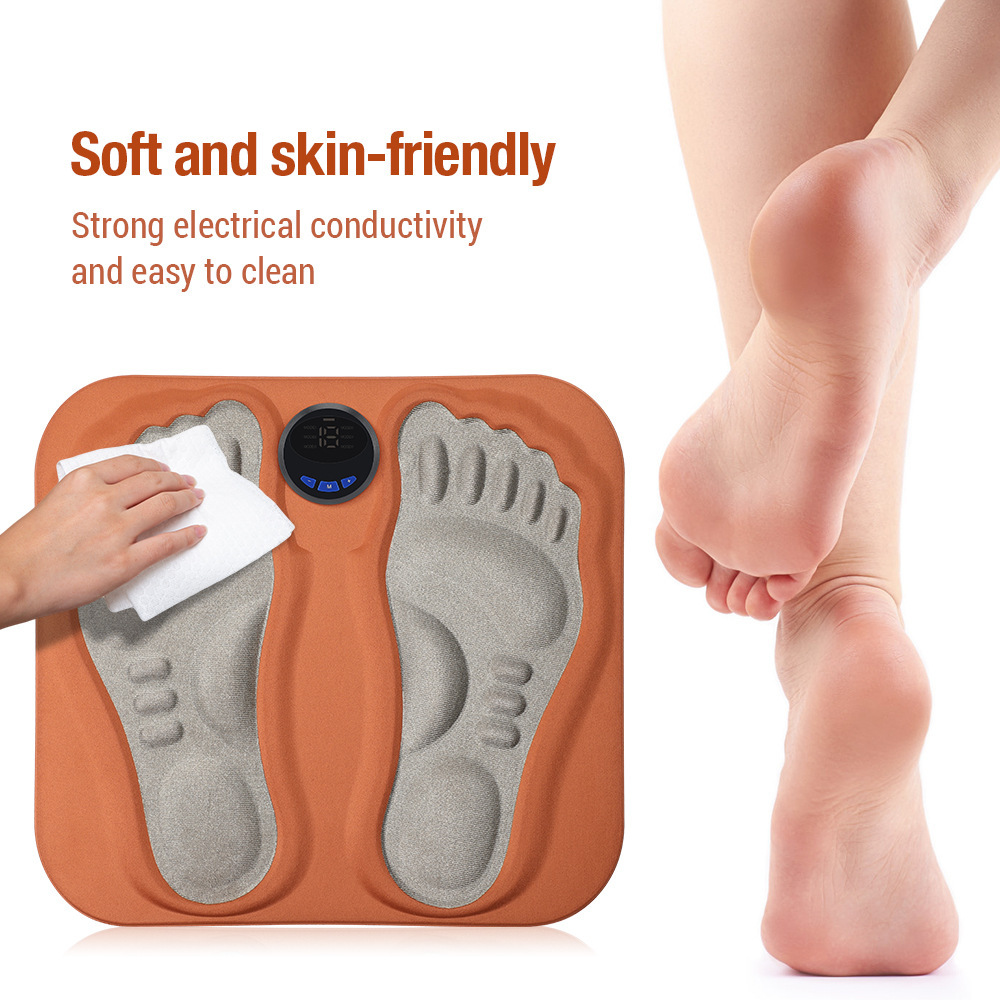 EMS Smart Foot Massager Mat, Electric Pulse Leg Muscle Relaxer With Remote Control, Portable Foot Reflexology Massage Pad For Plantar Fasciitis Pain Relief, USB Rechargeable Foot Care Device For Home