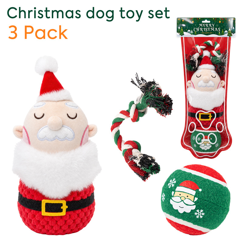 Pet Toys Christmas Dog Toy Gift Set,Durable Chew Rope Tug Toy Plush Ball Set,Festive Non-Toxic Pet Supplies For Large Medium Small Breeds,Safe Rope Toys For Dogs,Perfect Christmas Gift For Pet Lovers