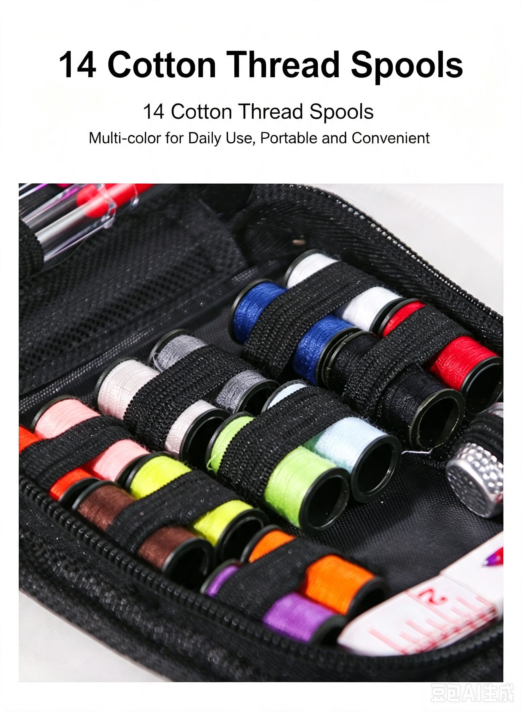 27 PCS Sewing Kit With Case Portable Sewing Supplies Portable Household Sewing Kit With 14 Color Threads Scissors Tape Measure Thimble Needle Threader Buttons, Travel Home DIY Mending Tool Box