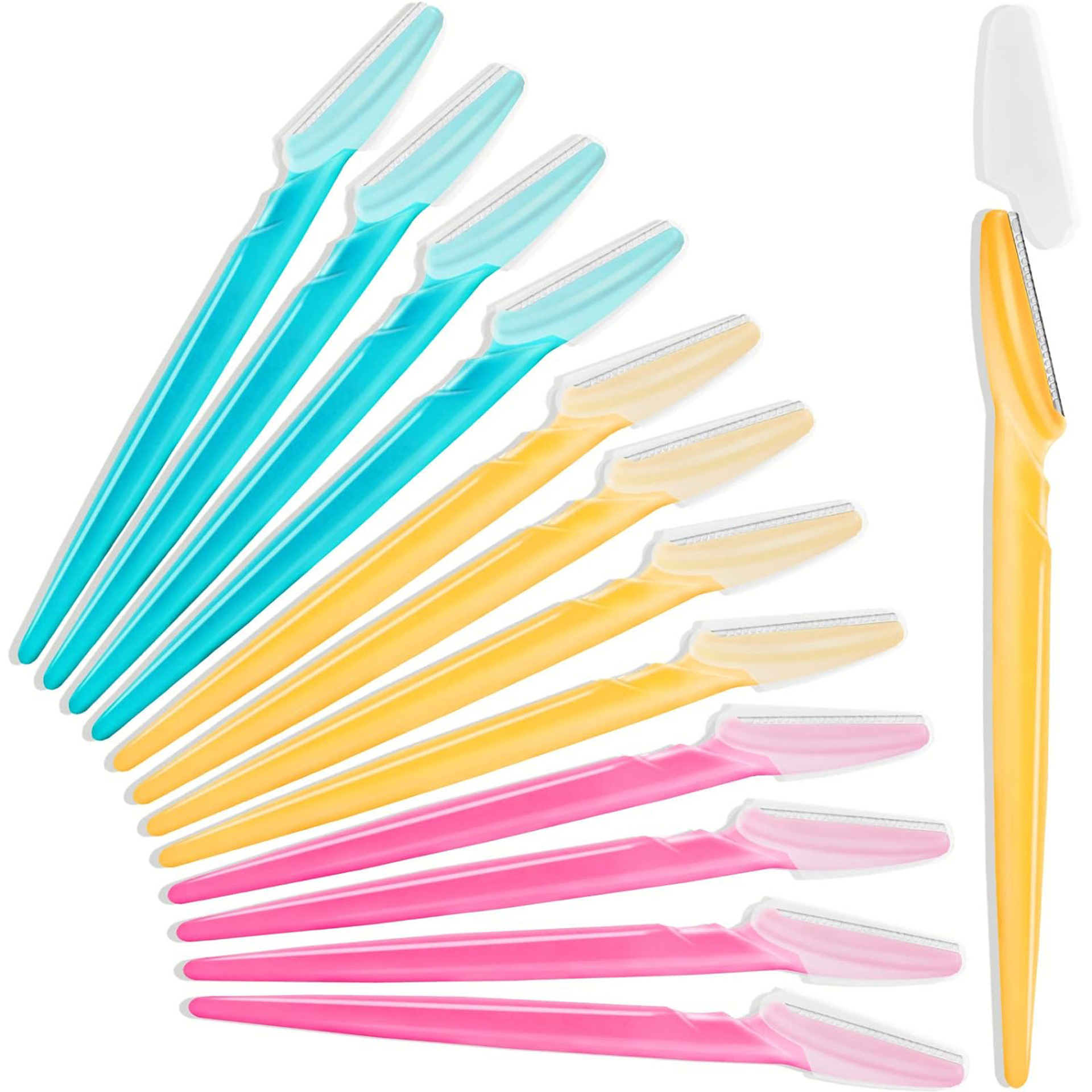 10PCS Precision Micro Edge Eyebrow Razor for Women,Professional Dermaplane Facial Razor with Safety Guard, Exfoliating Skin Care Razor Blades for Makeup Application,Reusable Travel Beauty Grooming Kit