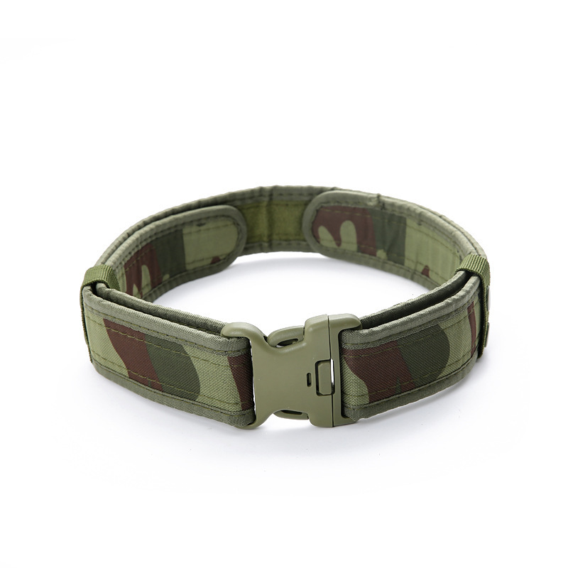 Durable Tactical Belt Camouflage Quick Release Webbing Belt, Heavy Duty Adjustable Outdoor Training Military Combat Waistband with Plastic Buckle, Lightweight Utility Belt for Hiking Camping Work