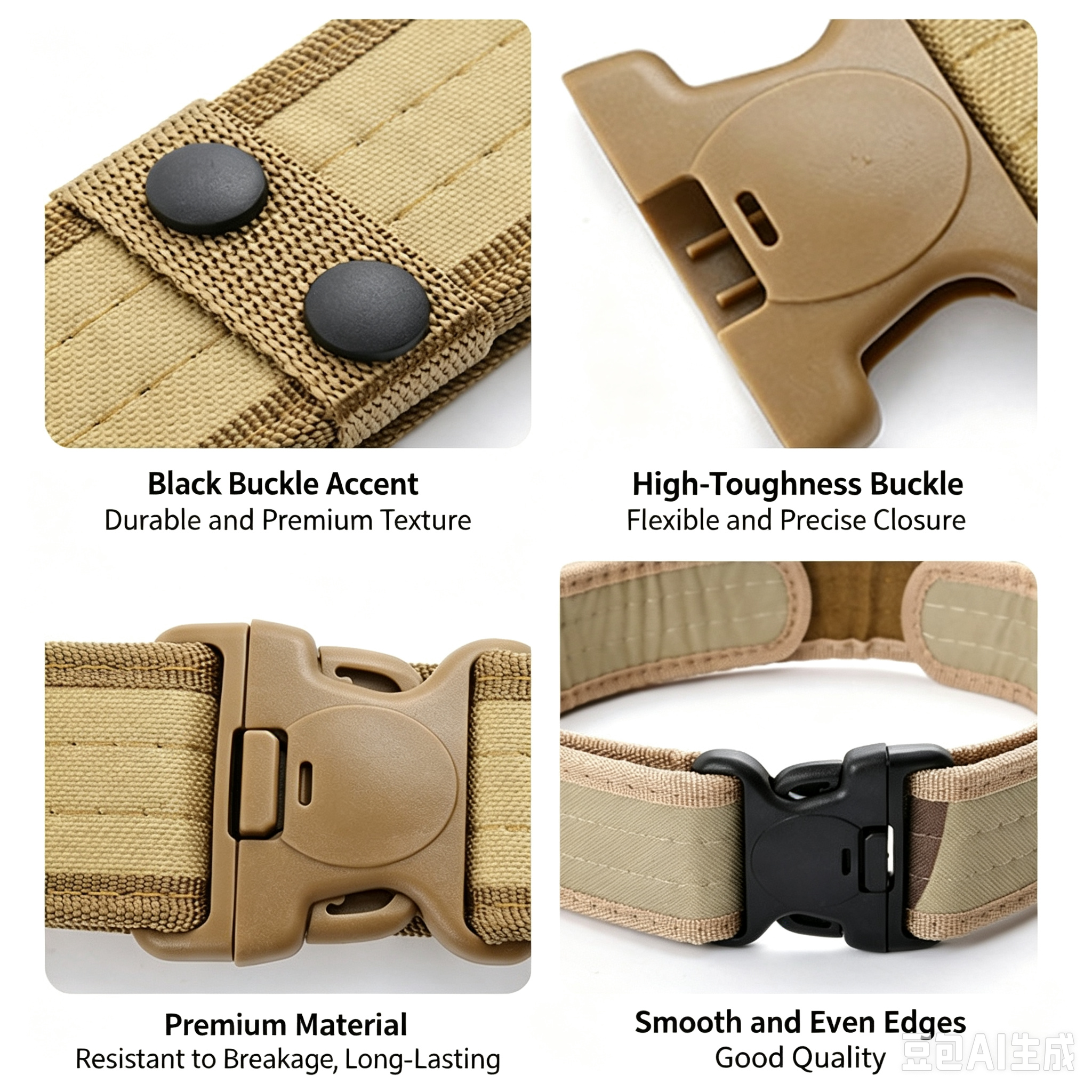 Durable Tactical Belt Camouflage Quick Release Webbing Belt, Heavy Duty Adjustable Outdoor Training Military Combat Waistband with Plastic Buckle, Lightweight Utility Belt for Hiking Camping Work