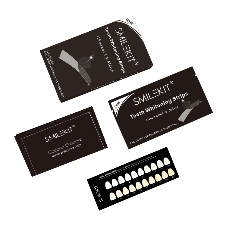 14 Pairs Charcoal Teeth Whitening Strips,Safe Gentle Stain Removal For Coffee Tea Wine Smoke Stains,Fast Effective Whitening Kit For Yellow Teeth, Natural Mint Flavor Non Peroxide Adhesive Whitening