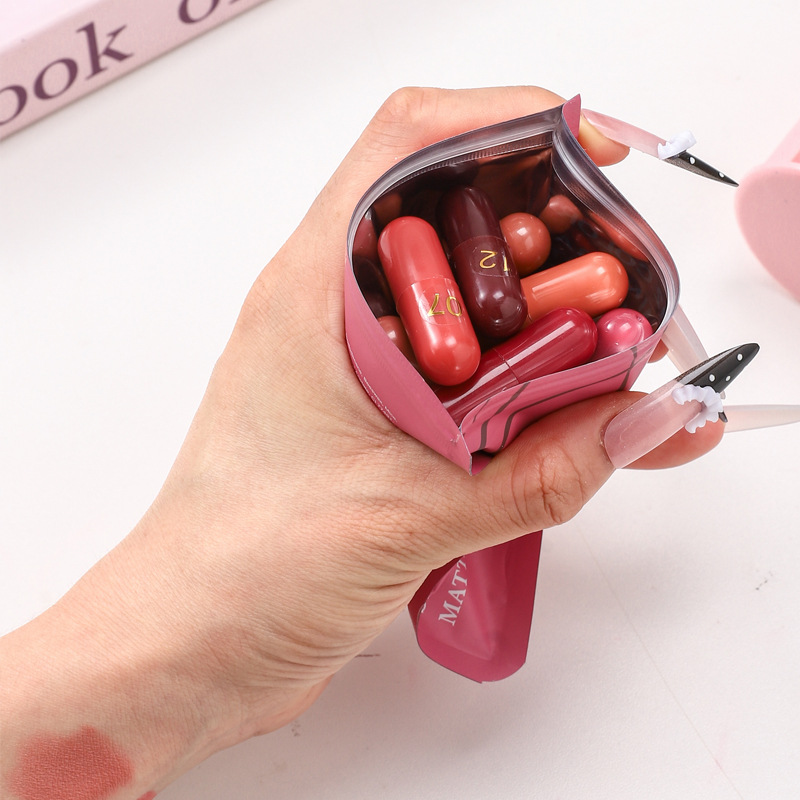 12 Colors Capsule Matte Lipstick Set,Mini Velvet Pill Lipstick Kit Waterproof Smudge Proof Long Lasting Non-Stick Cup,Highly Pigmented Creamy Portable Travel Makeup Gift Box Set For Women Girls Ladies view 4