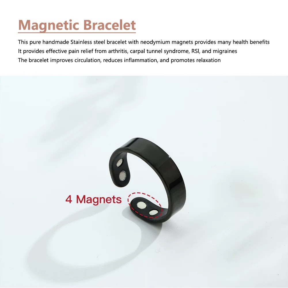 New Stainless Steel Magnetic Ring With Open Design Anti Snore Health Therapy Pain Relief Arthritis Carpal Tunnel Syndrome Improved Sleep Circulation Metabolism Focus Slimming Titanium Steel Jewelry