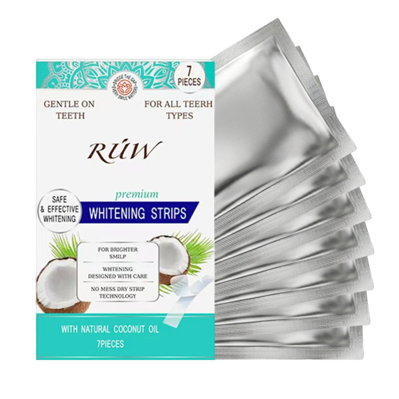 Whitening Strips 7 Pcs Coconut Oil Teeth Whitening, Gentle Sensitive Enamel Safe Stain Remover, Remove Coffee Tea Wine Smoking Stains Mint Flavor, Non Slip Dry Strip For African Smile