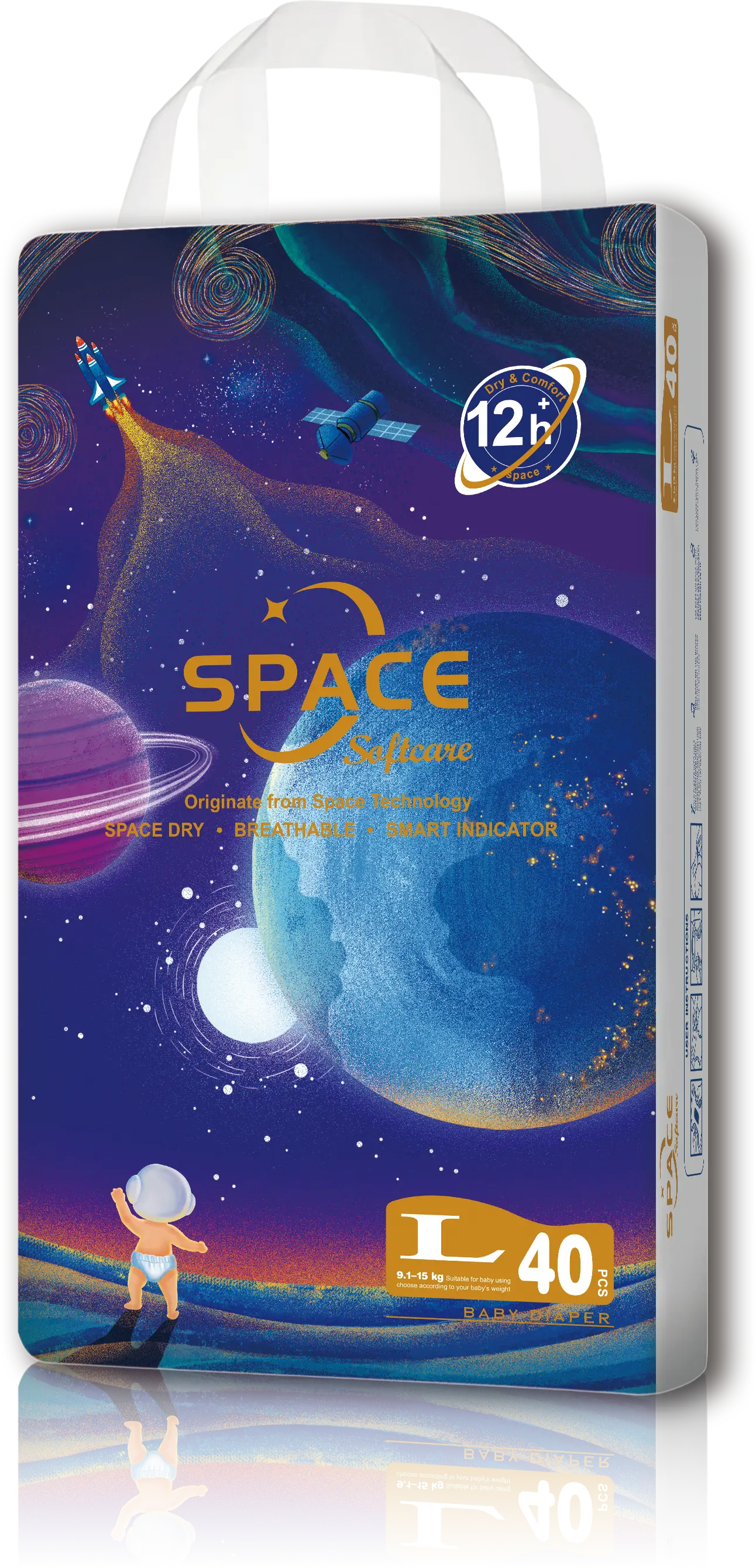 Softcare Space Diaper High Count, Size L, 40 Count