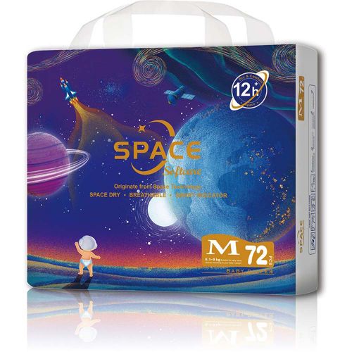 [Anniversary Sale] Softcare Space Diaper All-Day 12-Hour Protection Super Soft Disposable Diapers All Sizes Available: Small (S), Medium (M), Large (L), XL Fits Babies 3–25KG (Pack of 60/64/72/80)