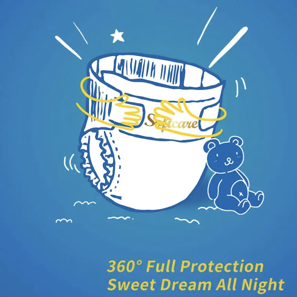 [Buy 3 Get 1 Free] Softcare Diaper Gold HC Ultra Absorbent Taped Style Disposable Diapers All Sizes Available: Small (S), Medium (M) Weight Range Fits Babies 3–9KG (Pack of 42/48)