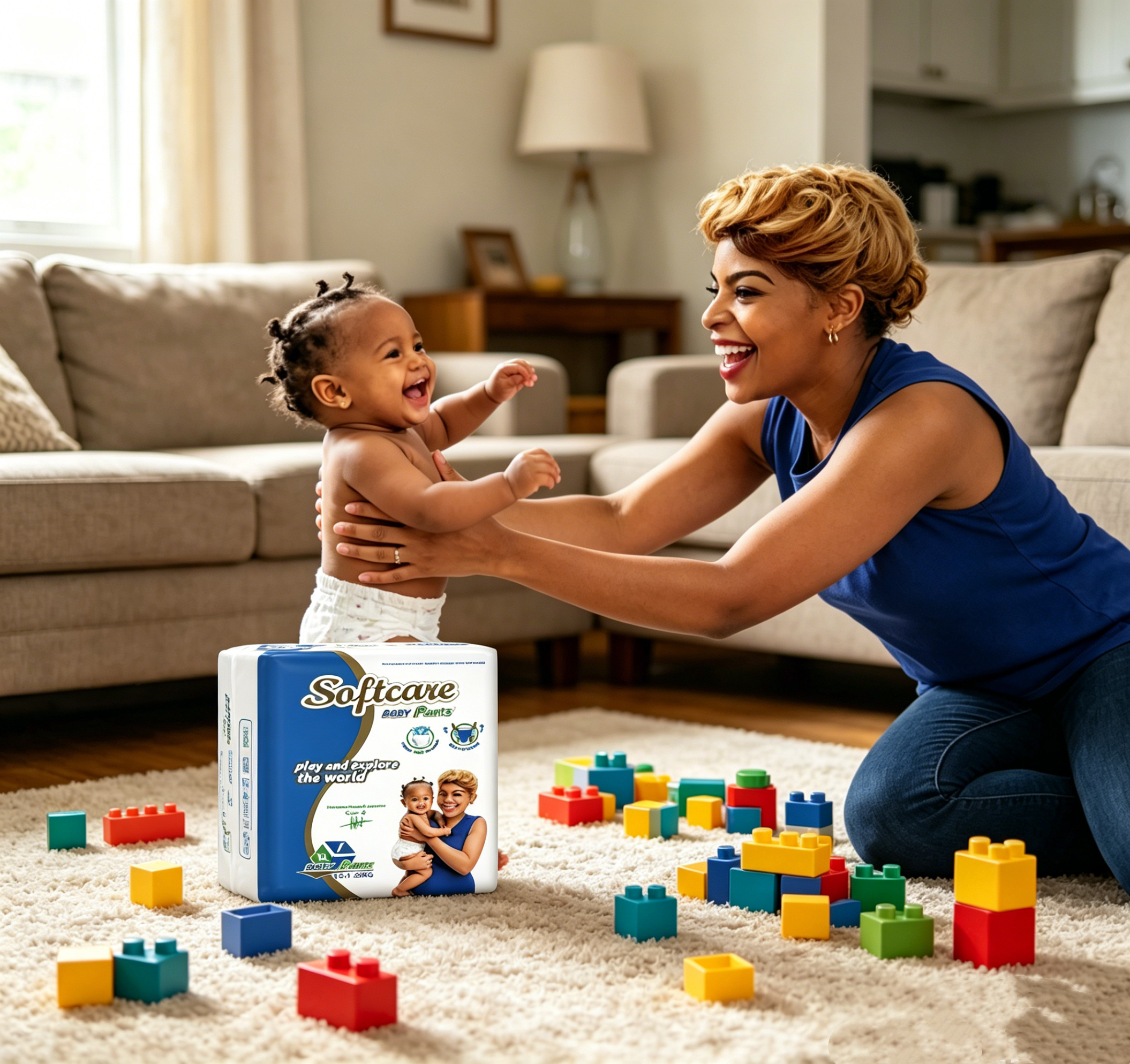 [Buy 3 Get 1 Free] Softcare Baby Pants Diaper High Count Junior, Size M, L,XL Fits Babies 6.1–25KG (Pack of 36/40/44)