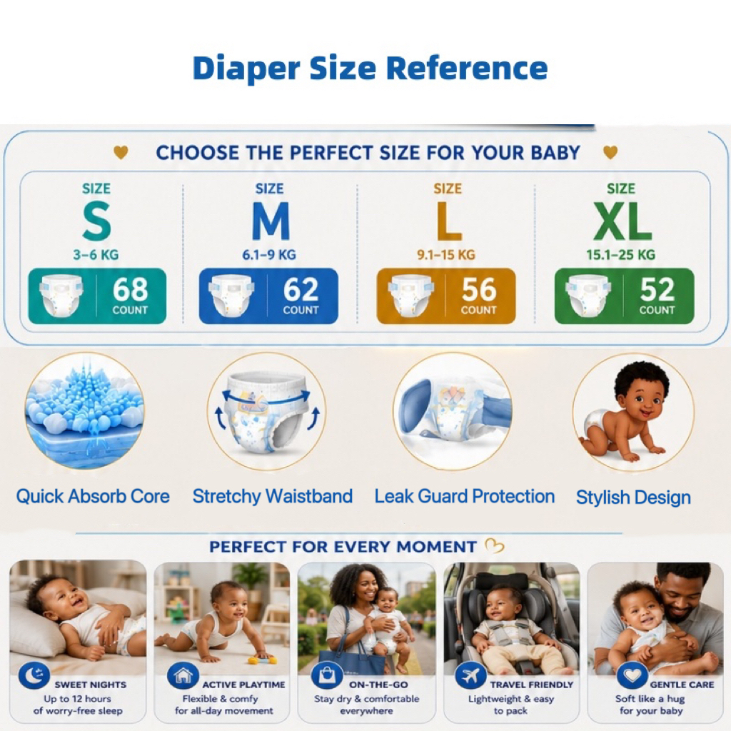 [Buy 3 Get 1 Free] Softcare Diaper Gold HC Ultra Absorbent Taped Style Disposable Diapers All Sizes Available: Small (S), Medium (M) Weight Range Fits Babies 3–9KG (Pack of 42/48)