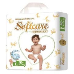 [Free Wet Wipes] Softcare Premium Soft Baby Diaper Skin-friendly Taped Disposable Diapers All Sizes Available: Small (S), Medium (M), Large (L) For Babies 3–25KG 40/42/48Pcs Per Pack
