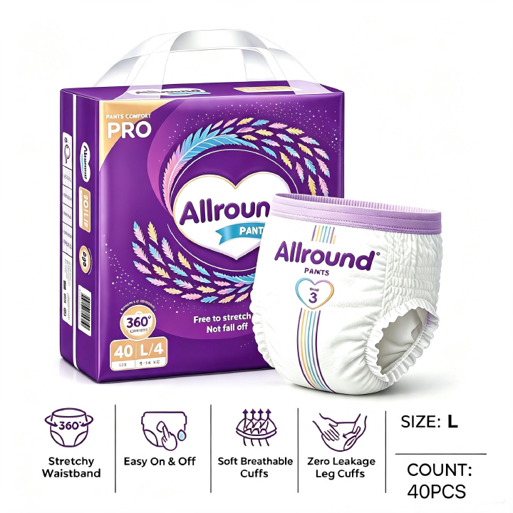 Allround Baby Pants Pull-ups High Absorbent Junior Training Pants Sizes L/XL, Fit Babies 9.1–25KG