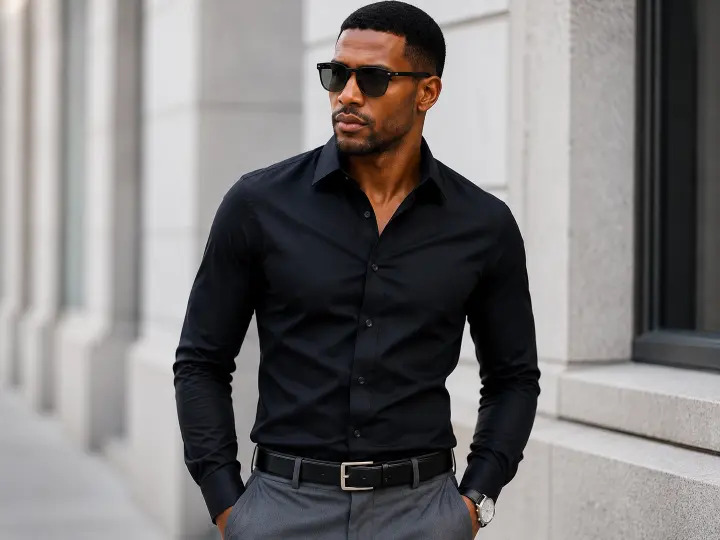 Aidailu Men's Clothes Black And Navy Men Official shirt Long-sleeved Casual Wear Classic Collar Men Shirt Tops For Adults