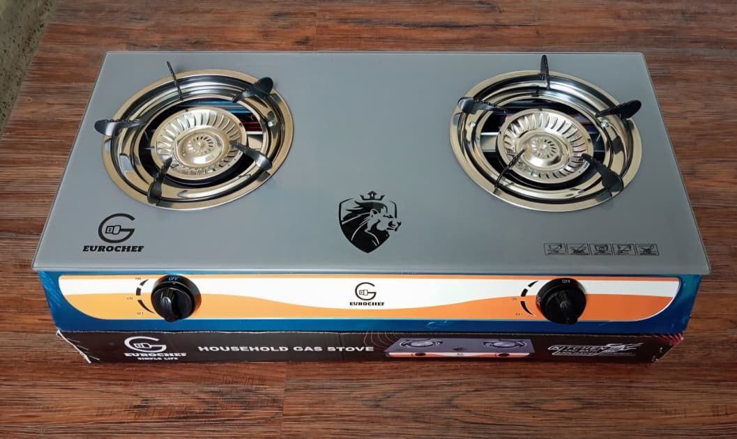 Eurochef Gas Stove 2 Burner Glass Table Top Double Burner Cooker