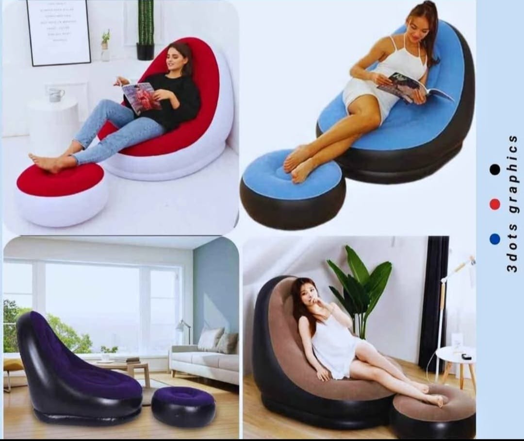 PROMOTION 🎉] Inflatable Sofa with Foot Rest and Air Pump Lounge Seat Deluxe set