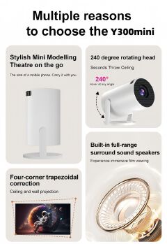 HY300mini Projector Wireless Same Screen HD 1080P Home Theater Cannon Y200 Projector