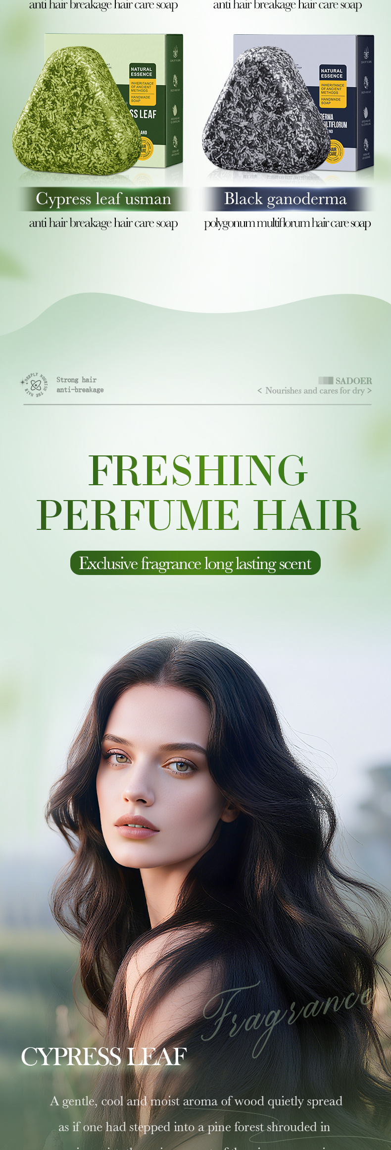 SADOER Cypress Leaf Usman Grass Shampoo Soap Anti breakage Hair Soap Softens Hair and Improves frizz