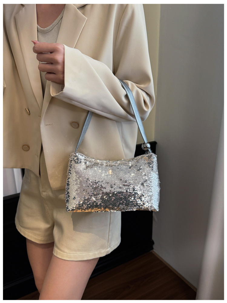 Women's handbag high-end new sequined shoulder bag explosive sequined sparkling women's bag nightclub trampoline exquisite armpit bag