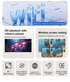 HY300mini Projector Wireless Same Screen HD 1080P Home Theater Cannon Y200 Projector