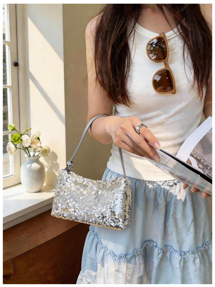 Women's handbag high-end new sequined shoulder bag explosive sequined sparkling women's bag nightclub trampoline exquisite armpit bag